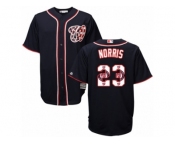 Men's Majestic Washington Nationals #23 Derek Norris Authentic Navy Blue Team Logo Fashion Cool Base MLB Jersey