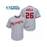 Men's Majestic Washington Nationals #26 Dan Uggla Replica Grey Road Cool Base MLB Jersey