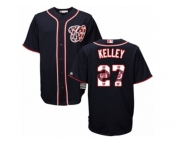 Men's Majestic Washington Nationals #27 Shawn Kelley Authentic Navy Blue Team Logo Fashion Cool Base MLB Jersey