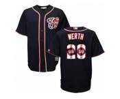 Men's Majestic Washington Nationals #28 Jayson Werth Authentic Navy Blue Team Logo Fashion Cool Base MLB Jersey