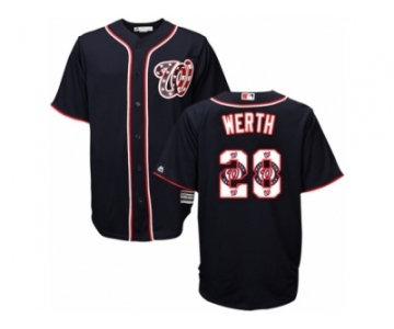 Men's Majestic Washington Nationals #28 Jayson Werth Authentic Navy Blue Team Logo Fashion Cool Base MLB Jersey