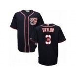 Men's Majestic Washington Nationals #3 Michael Taylor Authentic Navy Blue Team Logo Fashion Cool Base MLB Jersey