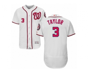 Men's Majestic Washington Nationals #3 Michael Taylor White Flexbase Authentic Collection MLB Jersey