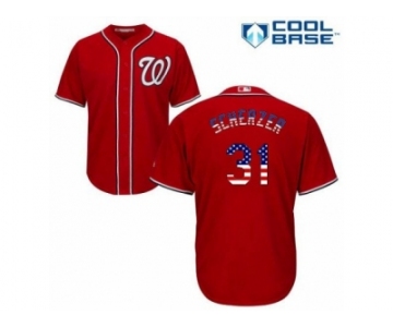 Men's Majestic Washington Nationals #31 Max Scherzer Authentic Red USA Flag Fashion MLB Jersey