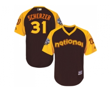 Men's Majestic Washington Nationals #31 Max Scherzer Brown 2016 All-Star National League BP Authentic Collection Flex Base MLB Jersey