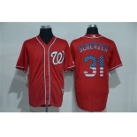 Men's Majestic Washington Nationals #31 Max Scherzer Red USA Flag Fashion MLB Jersey