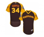 Men's Majestic Washington Nationals #34 Bryce Harper Brown 2016 All-Star National League BP Authentic Collection Flex Base MLB Jersey