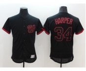 Men's Majestic Washington Nationals #34 Bryce Harper Lights Out Black Flexbase Authentic Collection MLB Jersey