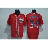 Men's Majestic Washington Nationals #34 Bryce Harper Red USA Flag Fashion MLB Jersey