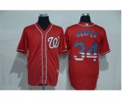 Men's Majestic Washington Nationals #34 Bryce Harper Red USA Flag Fashion MLB Jersey