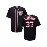 Men's Majestic Washington Nationals #37 Stephen Strasburg Authentic Navy Blue Team Logo Fashion Cool Base MLB Jersey