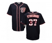 Men's Majestic Washington Nationals #37 Stephen Strasburg Authentic Navy Blue Team Logo Fashion Cool Base MLB Jersey