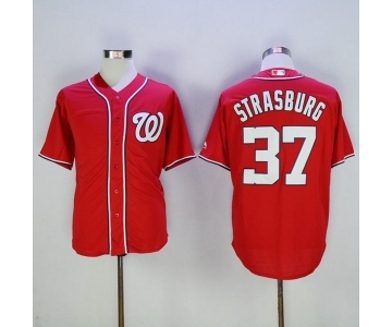 Men's Majestic Washington Nationals #37 Stephen Strasburg Authentic Red Cool Base MLB Jersey