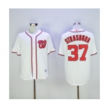 Men's Majestic Washington Nationals #37 Stephen Strasburg Authentic White Cool Base MLB Jersey