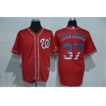 Men's Majestic Washington Nationals #37 Stephen Strasburg Red USA Flag Fashion MLB Jersey