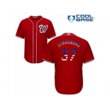 Men's Majestic Washington Nationals #37 Stephen Strasburg Replica Red USA Flag Fashion MLB Jersey