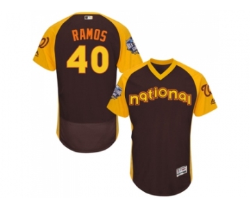 Men's Majestic Washington Nationals #40 Wilson Ramos Brown 2016 All-Star National League BP Authentic Collection Flex Base MLB Jersey