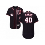 Men's Majestic Washington Nationals #40 Wilson Ramos Navy Blue Flexbase Authentic Collection MLB Jersey