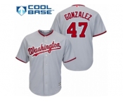 Men's Majestic Washington Nationals #47 Gio Gonzalez Authentic Grey Road Cool Base MLB Jersey