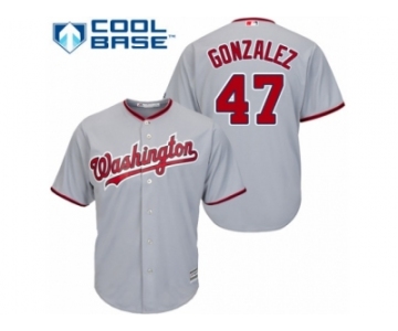 Men's Majestic Washington Nationals #47 Gio Gonzalez Authentic Grey Road Cool Base MLB Jersey