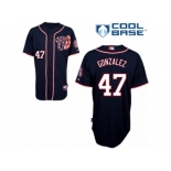 Men's Majestic Washington Nationals #47 Gio Gonzalez Authentic Navy Blue Alternate 2 Cool Base MLB Jersey