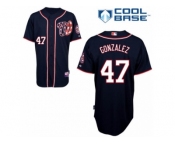 Men's Majestic Washington Nationals #47 Gio Gonzalez Authentic Navy Blue Alternate 2 Cool Base MLB Jersey