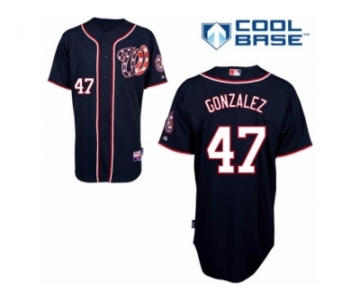 Men's Majestic Washington Nationals #47 Gio Gonzalez Authentic Navy Blue Alternate 2 Cool Base MLB Jersey