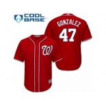 Men's Majestic Washington Nationals #47 Gio Gonzalez Authentic Red Alternate 1 Cool Base MLB Jersey