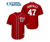 Men's Majestic Washington Nationals #47 Gio Gonzalez Authentic Red Alternate 1 Cool Base MLB Jersey