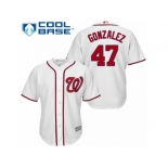 Men's Majestic Washington Nationals #47 Gio Gonzalez Authentic White Home Cool Base MLB Jersey