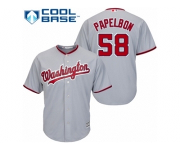 Men's Majestic Washington Nationals #58 Jonathan Papelbon Replica Grey Road Cool Base MLB Jersey