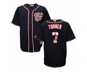 Men's Majestic Washington Nationals #7 Trea Turner Authentic Navy Blue Team Logo Fashion Cool Base MLB Jersey