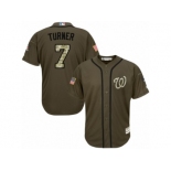 Men's Majestic Washington Nationals #7 Trea Turner Replica Green Salute to Service MLB Jersey