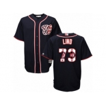 Men's Majestic Washington Nationals #73 Adam Lind Authentic Navy Blue Team Logo Fashion Cool Base MLB Jersey