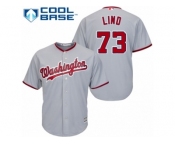 Men's Majestic Washington Nationals #73 Adam Lind Replica Grey Road Cool Base MLB Jersey