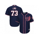 Men's Majestic Washington Nationals #73 Adam Lind Replica Navy Blue Alternate 2 Cool Base MLB Jersey