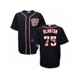 Men's Majestic Washington Nationals #75 Joe Blanton Authentic Navy Blue Team Logo Fashion Cool Base MLB Jersey