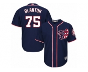 Men's Majestic Washington Nationals #75 Joe Blanton Replica Navy Blue Alternate 2 Cool Base MLB Jersey