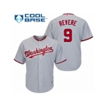 Men's Majestic Washington Nationals #9 Ben Revere Replica Grey Road Cool Base MLB Jersey