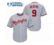 Men's Majestic Washington Nationals #9 Ben Revere Replica Grey Road Cool Base MLB Jersey