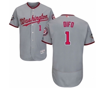 Men's Washington Nationals #1 Wilmer Difo Grey Road Flex Base Authentic Collection 2019 World Series Bound Baseball Jersey