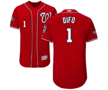 Men's Washington Nationals #1 Wilmer Difo Red Alternate Flex Base Authentic Collection 2019 World Series Bound Baseball Jersey