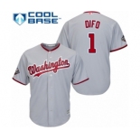 Men's Washington Nationals #1 Wilmer Difo Replica Grey Road Cool Base 2019 World Series Bound Baseball Jersey