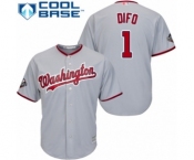 Men's Washington Nationals #1 Wilmer Difo Replica Grey Road Cool Base 2019 World Series Bound Baseball Jersey