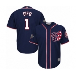 Men's Washington Nationals #1 Wilmer Difo Replica Navy Blue Alternate 2 Cool Base 2019 World Series Bound Baseball Jersey