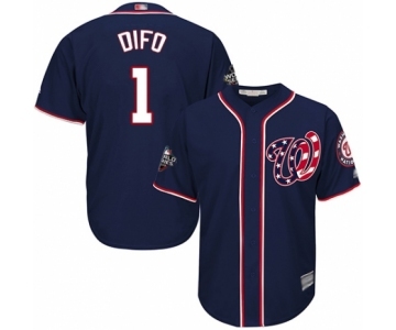 Men's Washington Nationals #1 Wilmer Difo Replica Navy Blue Alternate 2 Cool Base 2019 World Series Bound Baseball Jersey