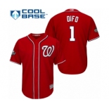 Men's Washington Nationals #1 Wilmer Difo Replica Red Alternate 1 Cool Base 2019 World Series Bound Baseball Jersey