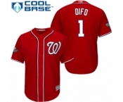 Men's Washington Nationals #1 Wilmer Difo Replica Red Alternate 1 Cool Base 2019 World Series Bound Baseball Jersey