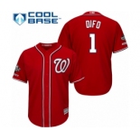 Men's Washington Nationals #1 Wilmer Difo Replica Red Alternate 1 Cool Base 2019 World Series Champions Baseball Jersey