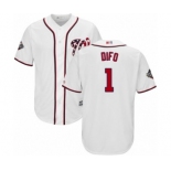 Men's Washington Nationals #1 Wilmer Difo Replica White Home Cool Base 2019 World Series Bound Baseball Jersey